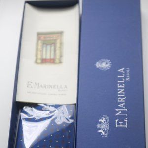 E. Marinella Napoli Navy Blue Geometric Silk Tie Italy